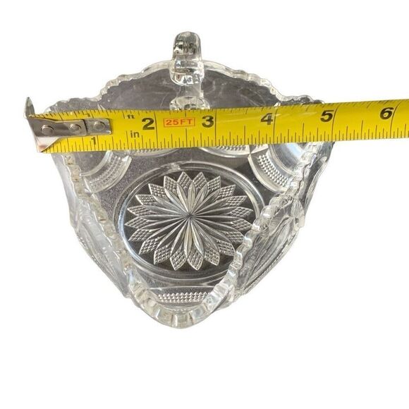 Vintage Fostoria American Glass Triangle Candy Nappy Dish with Handle - An Elega - Picture 12 of 14